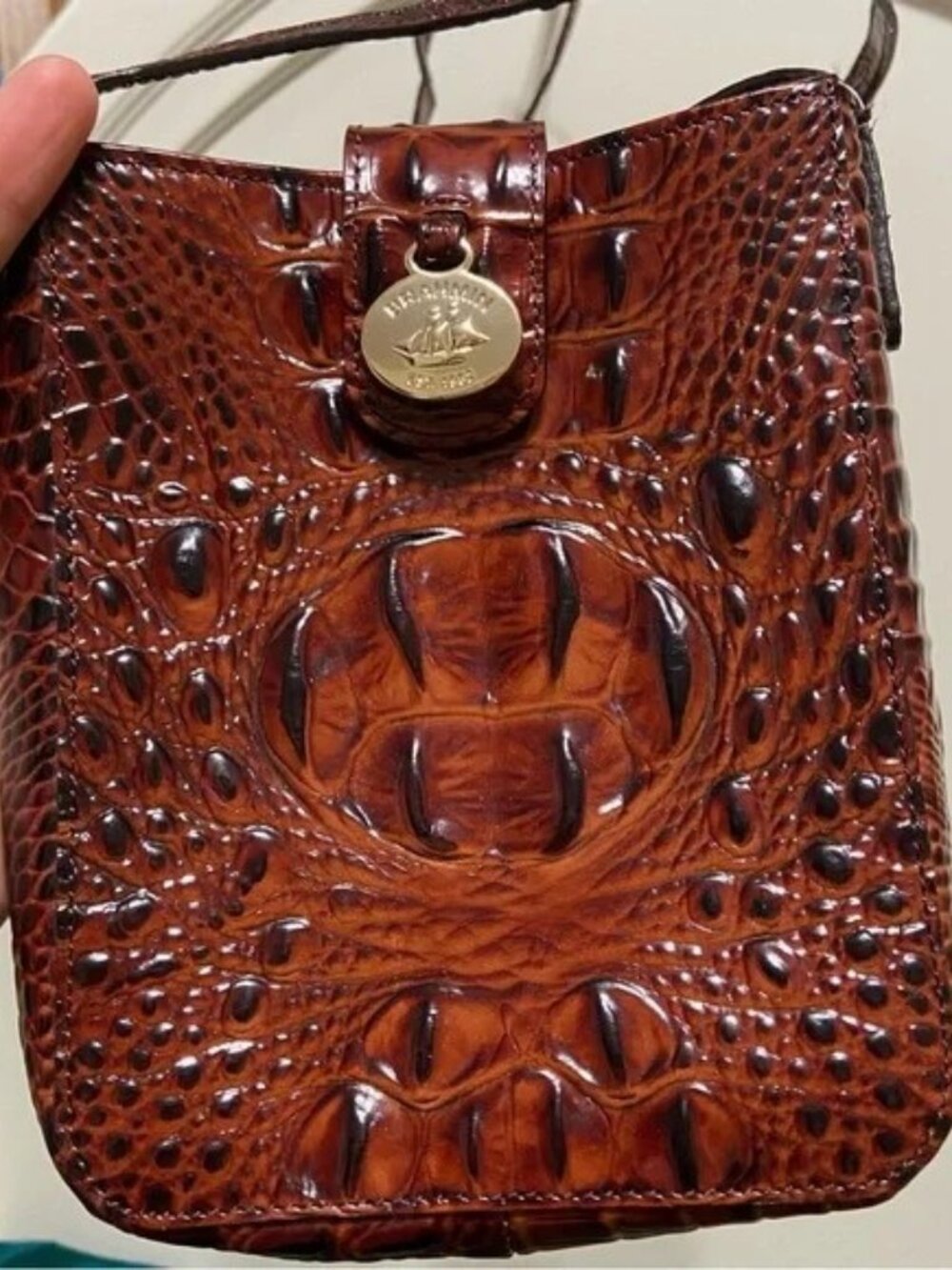 Brahmin Pecan Marley Crossbody Bag Purse Brown